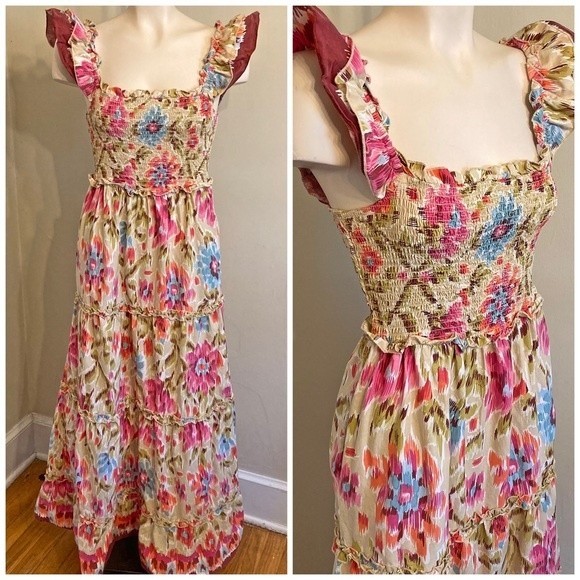 HOUSE OF HARLOW 1960 Floral retro maxi dress with ruffle detail & pockets - Picture 13 of 13